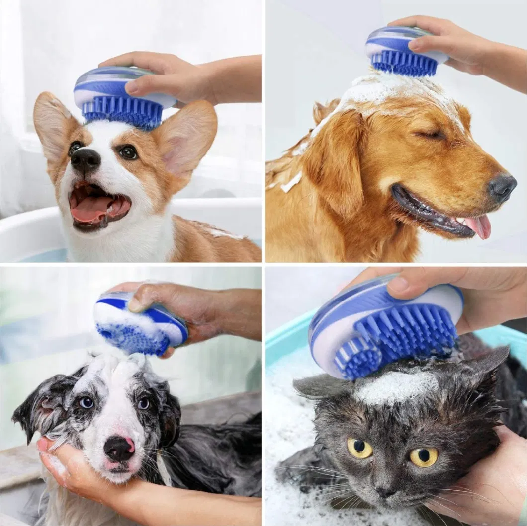 Free Sample 2 in 1 Bathroom Puppy Big Dog Cat Bath Massage Brush Soft Safety Silicone Pet Grooming Accessories for Dogs Shower