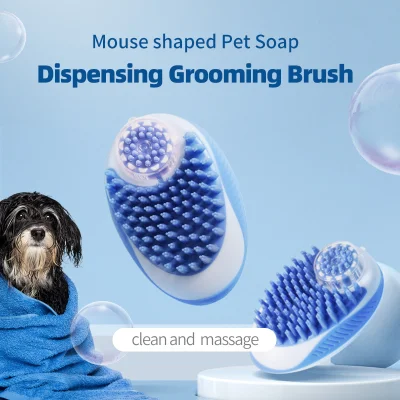 Kostenlose Probe 2-in-1-Badewanne für Welpen, große Hunde und Katzen, Massagebürste, weiches, sicheres Silikon-Haustierpflegezubehör für die Dusche von Hunden